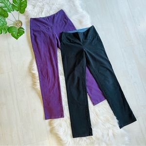 Set of 2 Women With Control Yoga Athletic Leggings in Purple and Black, XXSP